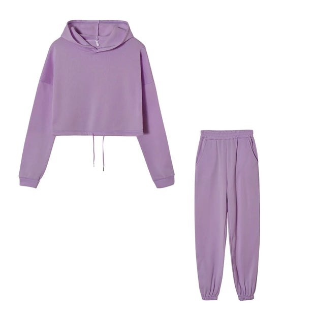 Fashion Trend Women's, Long-sleeved Sports Casual Suit Waist Two-piece Set