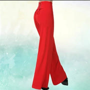 Wide-Leg Pants Ladies High Waist Casual Loose Chiffon Trousers