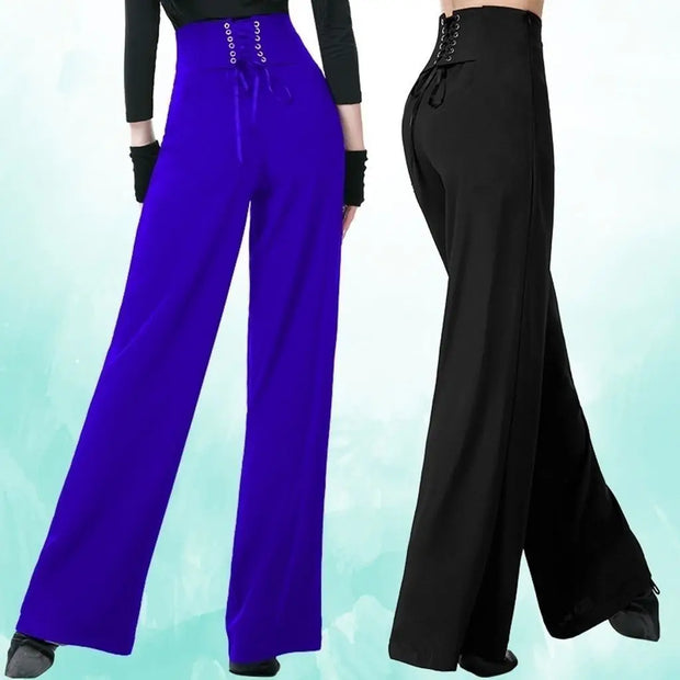 Wide-Leg Pants Ladies High Waist Casual Loose Chiffon Trousers
