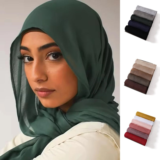 Muslim Hijabs Plain Shawls Soft Viscose Rayon Headscarf Islamic Turban