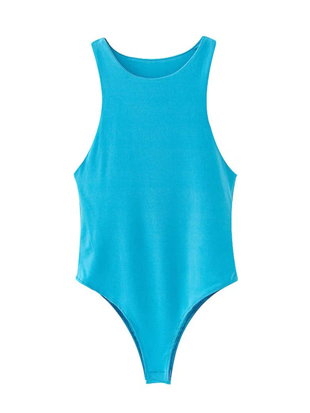 Solid sexy bodycon women bodysuits female 4 color green slim casual