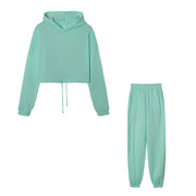 Fashion Trend Women's, Long-sleeved Sports Casual Suit Waist Two-piece Set