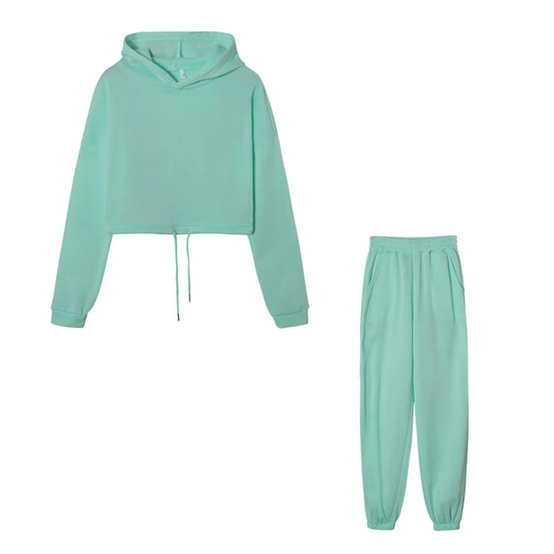 Fashion Trend Women's, Long-sleeved Sports Casual Suit Waist Two-piece Set