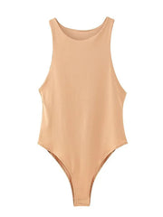 Solid sexy bodycon women bodysuits female 4 color green slim casual