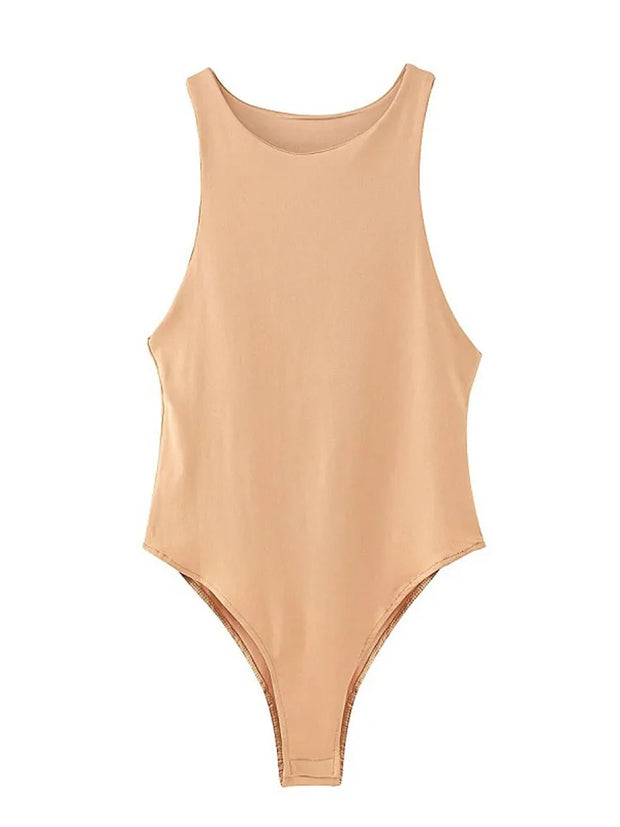 Solid sexy bodycon women bodysuits female 4 color green slim casual