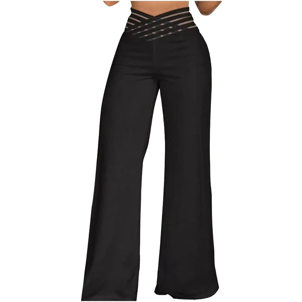 Daily Classic Solid Causal High Waist Wide Leg Pants