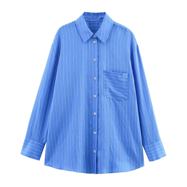 Long Sleeve Single-breasted Slim Shirt+High Waist Drawstring Loose Long Pants