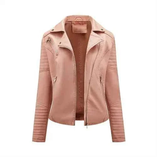 Leather Jacket Spring Autumn Zipper Casual Pu Coat Female Biker Outerwear