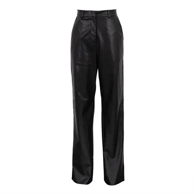 Mid High Waist Lifting Hip Straight Leg Casual Women's Pants