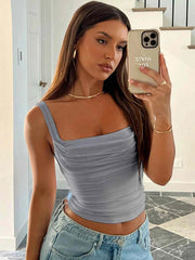 Solid Sexy Backless Streetwear Casual Slim Sleeveless Camisole