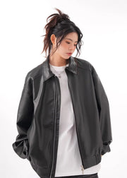 Vintage Long Sleeve Lapel Zipper Puffy Coats Female Street Outerwear