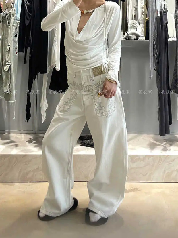 Denim Pants Hip-pop 2000s Wide Leg High Street Cyber Punk Tomboy