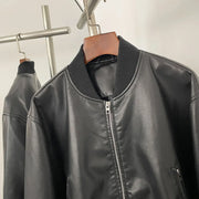 Leather Jackets Short Coat Tight Waist Y2k Streetwear Casual Jacket Zipper Outerwear