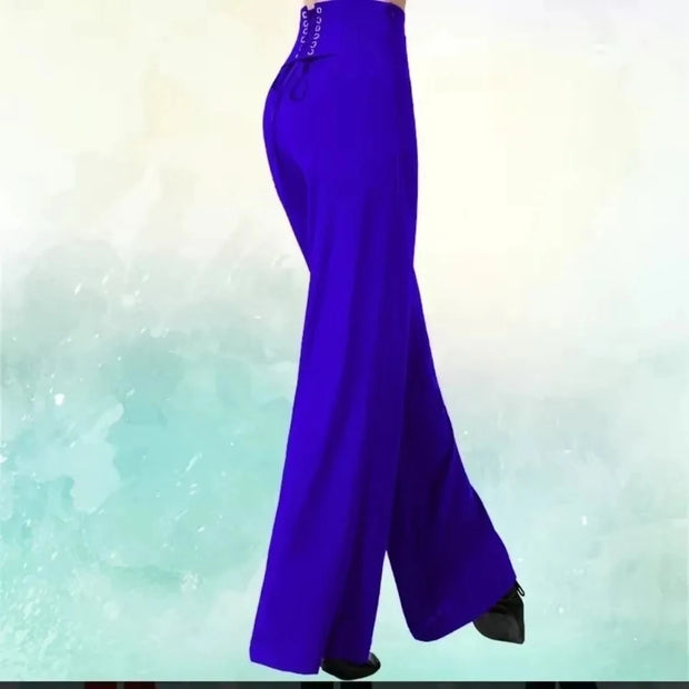 Wide-Leg Pants Ladies High Waist Casual Loose Chiffon Trousers