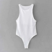 Sheath Crotch Basic Solid Overall Top Slim Casual Bodysuit Bodycon