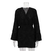 Neck Bodycon Mini Dress Streetwear  Autumn Winter Women Loose Dress