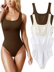 White Summer Bodysuit Women Tops Sleeveless Sheer Bodysuits Jumpsuit
