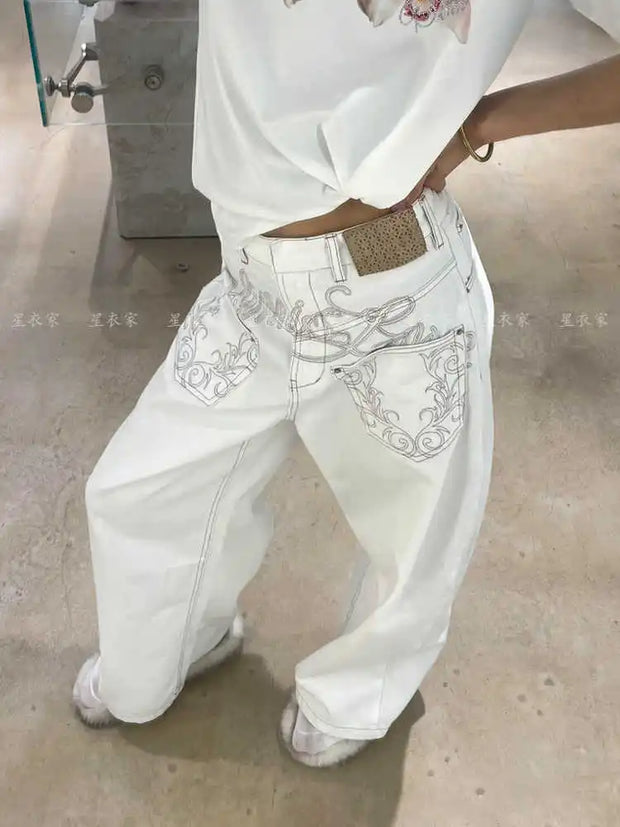 Denim Pants Hip-pop 2000s Wide Leg High Street Cyber Punk Tomboy