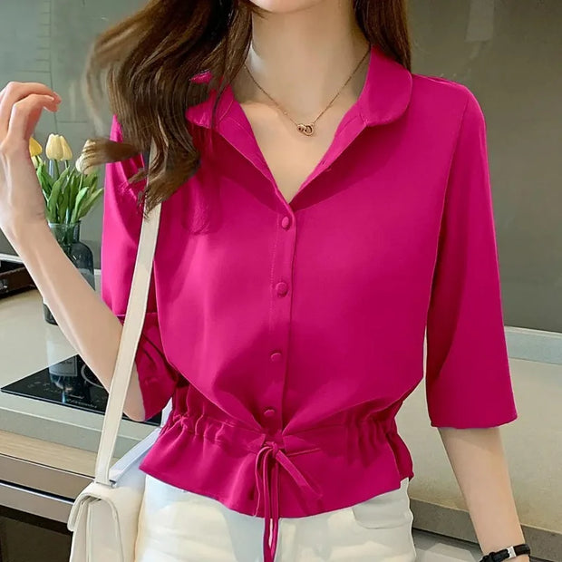 Thin Short Sleeve Shirts Women's Casual  Temperament Tops