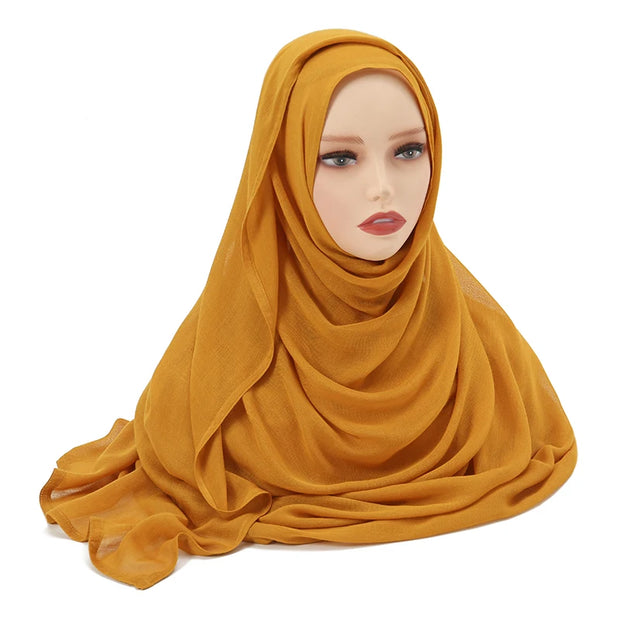 Muslim Hijabs Plain Shawls Soft Viscose Rayon Headscarf Islamic Turban