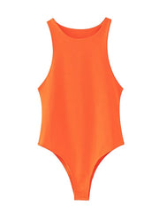 Solid sexy bodycon women bodysuits female 4 color green slim casual