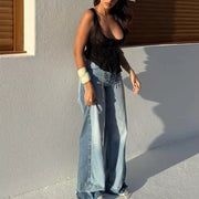 Wide Leg Jeans Pants Woman High Waist Denim Pants Women Casual Trousers