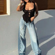 Wide Leg Jeans Pants Woman High Waist Denim Pants Women Casual Trousers