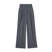Women Striped Grey Black Pants Woman High Waist Baggy Suit Pants