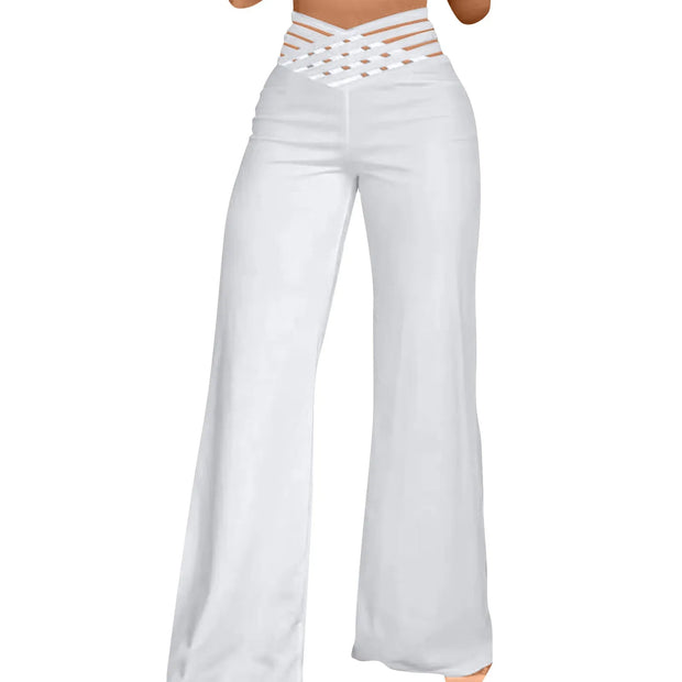 Daily Classic Solid Causal High Waist Wide Leg Pants