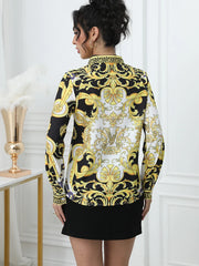 Blouses Fashion printed Long Sleeve Button-Down