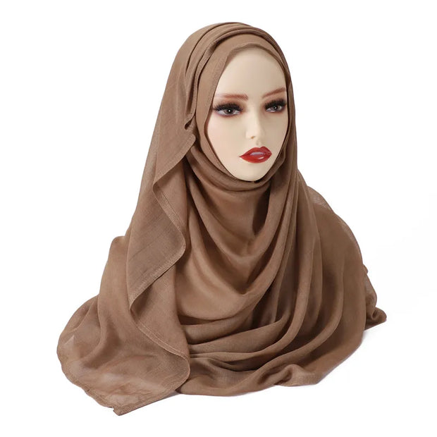 Solid Hijab Scarf Lady High Quality Wraps and Headband Islamic Turban