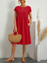 Summer A-line short sleeve boho midi dresses woman robe femme ladies