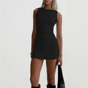 Elegant O-neck Slim Mini Dresses Summer Sexy Lady Party