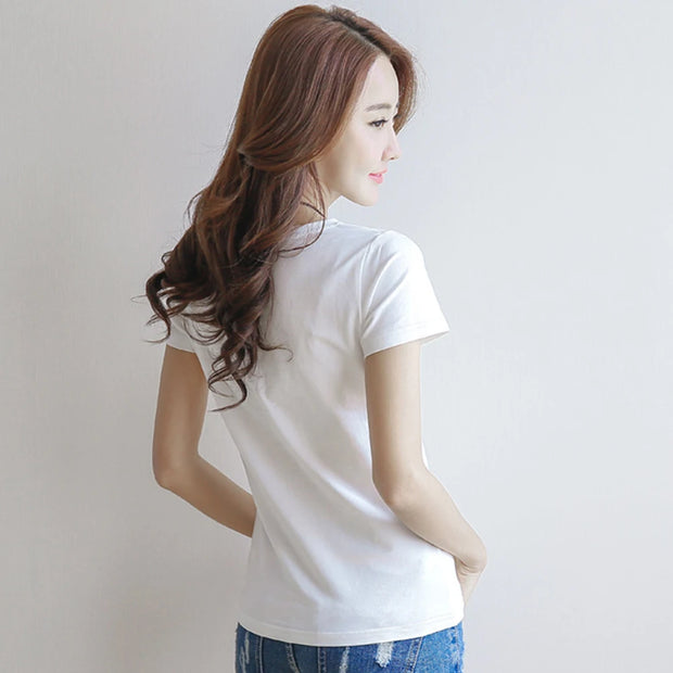 Summer Cotton T-shirt Short Sleeve Female Color tops