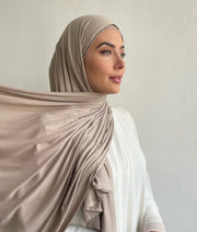 Two Pieces Muslim Hijab Set Matching Color Jersey Hijab With underscarf Shawls