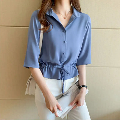 Thin Short Sleeve Shirts Women's Casual  Temperament Tops