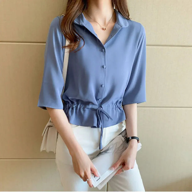 Thin Short Sleeve Shirts Women's Casual  Temperament Tops