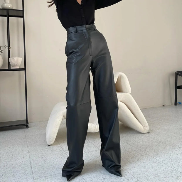 Mid High Waist Lifting Hip Straight Leg Casual Women's Pants