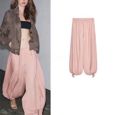 New Arrival Pleated  Hem Commute Polyester Fiber High Waist Casual Pants