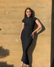 Fashion Short Sleeve Bandage Maxi Party Dresses Woman Skirt