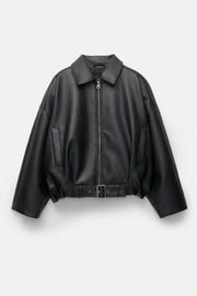 Turn Down Collar Zipper Pockets Vintage Casual Overcoat Streetwear Outerwear