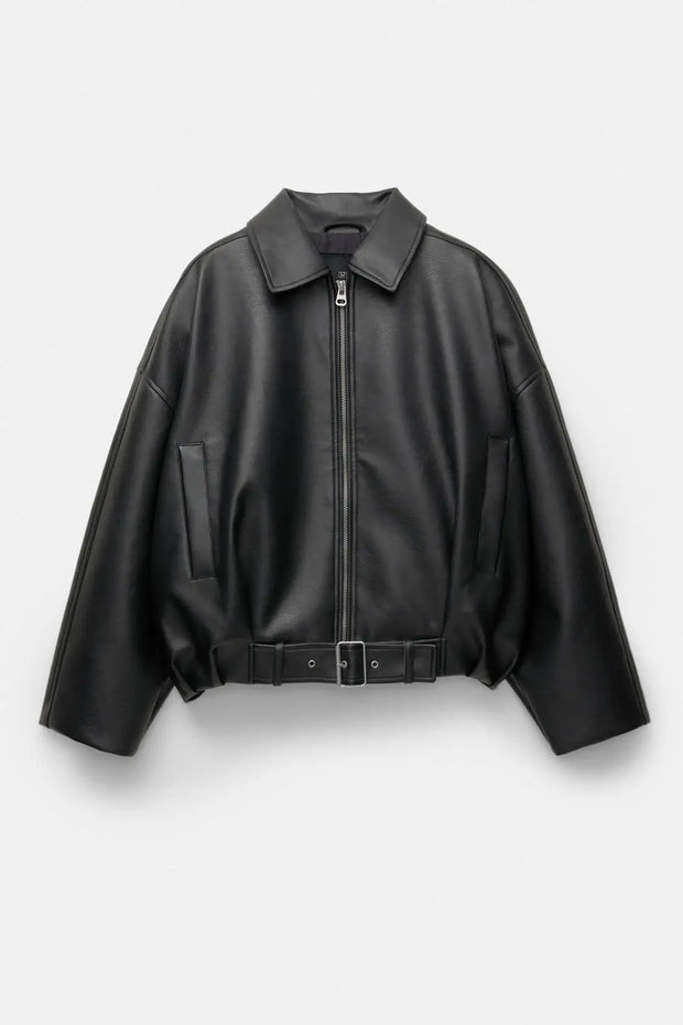 Turn Down Collar Zipper Pockets Vintage Casual Overcoat Streetwear Outerwear