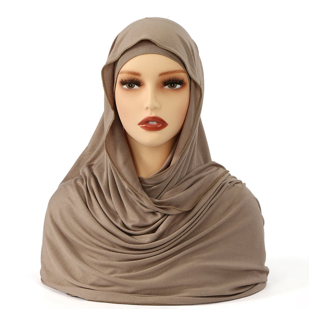 Modal Jersey Hijab Scarf  Solid Color Easy To Wear Shawl Wrap