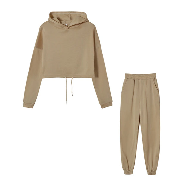 Fashion Trend Women's, Long-sleeved Sports Casual Suit Waist Two-piece Set