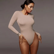 Women Black Autumn Winter Body Top Gray Casual Lady Streetwear Bodysuits