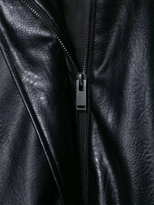 Faux Leather Bomber Jacket Casual Simplicity Stylish Statement