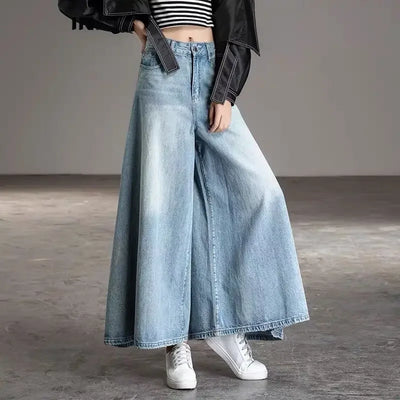 Newjeans Wide Elegant Woman Vintage Clothes 90s Korean Clothing Y2k Jean