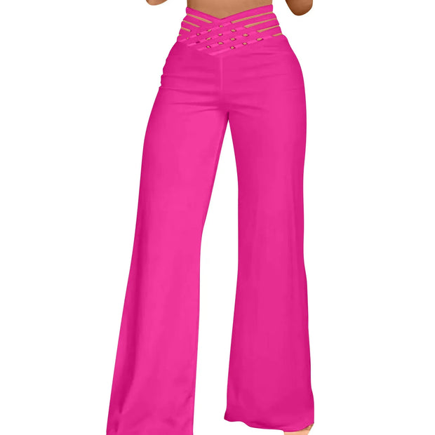 Daily Classic Solid Causal High Waist Wide Leg Pants