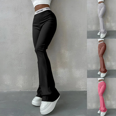 Slim Casual Ladies Flared Trousers Fashion New Solid Colour Trousers