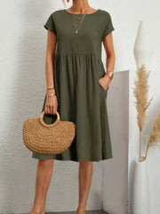 Summer A-line short sleeve boho midi dresses woman robe femme ladies